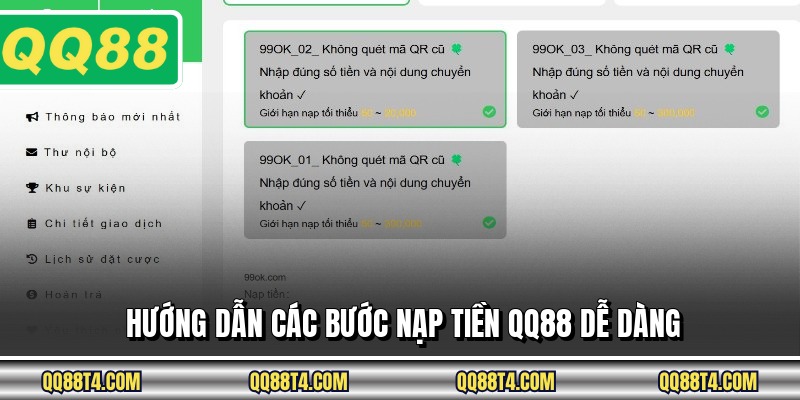 Hướng dẫn các bước nạp tiền QQ88 dễ dàng